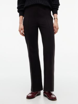 Flared Cropped Ponte Pull-On Pant, Black