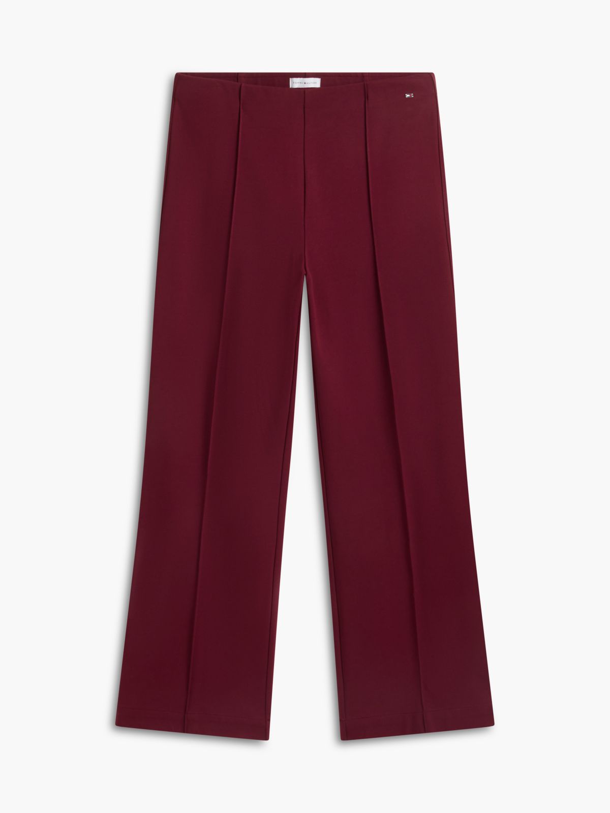 Flared Ponte Pull-On Pant — Burgundy