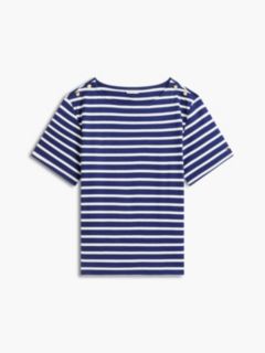 Gold-Button Striped Interlock T-Shirt — Preppy Navy Combo 5