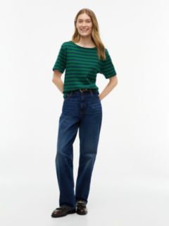 Gold-Button Striped Interlock T-Shirt — Nouveau Green Combo 2