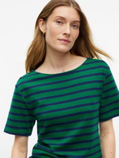 Gold-Button Striped Interlock T-Shirt — Nouveau Green Combo 3