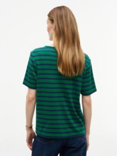 Gold-Button Striped Interlock T-Shirt — Nouveau Green Combo 4