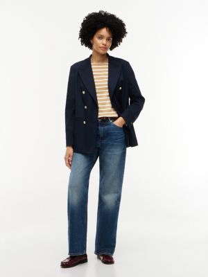 Женские футболки Tommy Hilfiger Gold-Button Striped Interlock T-Shirt — фото 2