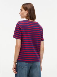 Gold-Button Striped Interlock T-Shirt — Red Combo 4