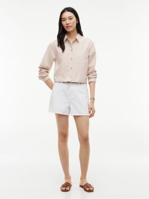 Женские рубашки Tommy Hilfiger Boxy Fit Gold-Button Stripe Poplin Shirt — фото 2