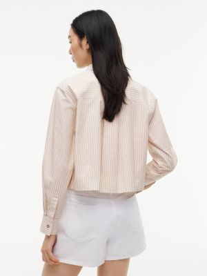 Женские рубашки Tommy Hilfiger Boxy Fit Gold-Button Stripe Poplin Shirt — фото 4