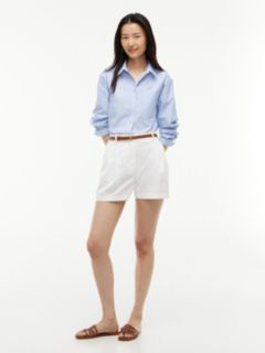 Boxy Fit Gold-Button Stripe Poplin Shirt — Light Blue Stripe 2