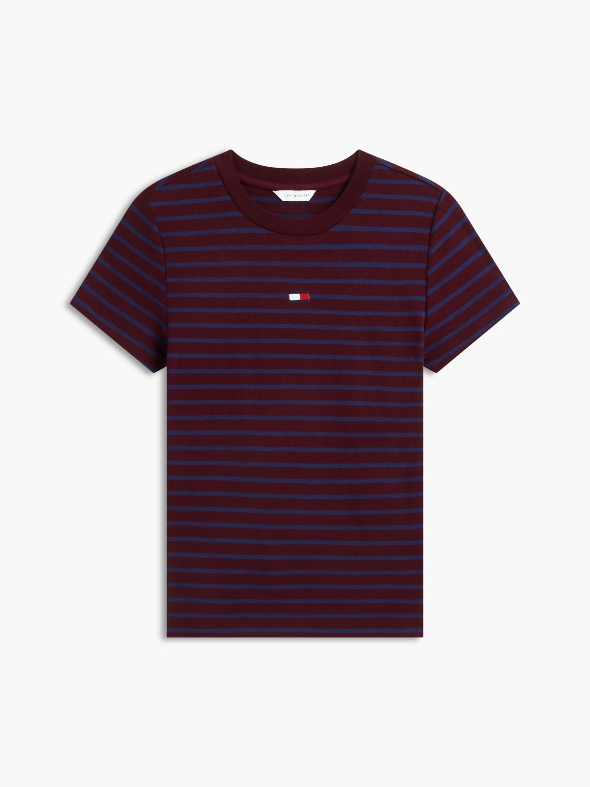 Mini Flag Logo Striped Favorite T-Shirt — Burgundy