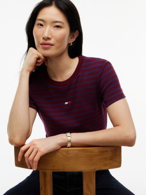 Женские футболки Tommy Hilfiger Mini Flag Logo Striped Favorite T-Shirt — фото 3