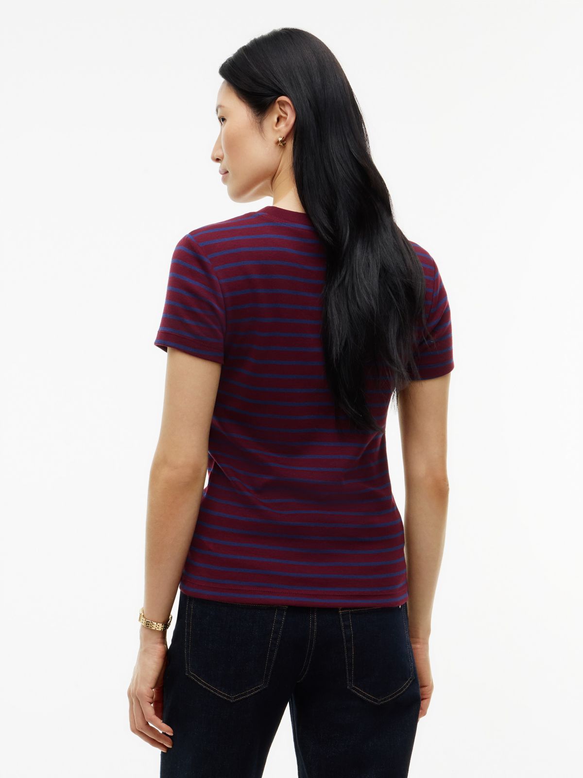 Mini Flag Logo Striped Favorite T-Shirt — Burgundy