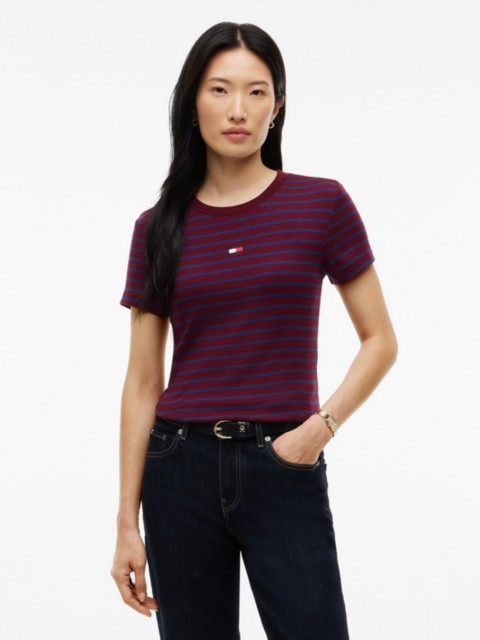 Женские футболки Tommy Hilfiger Mini Flag Logo Striped Favorite T-Shirt