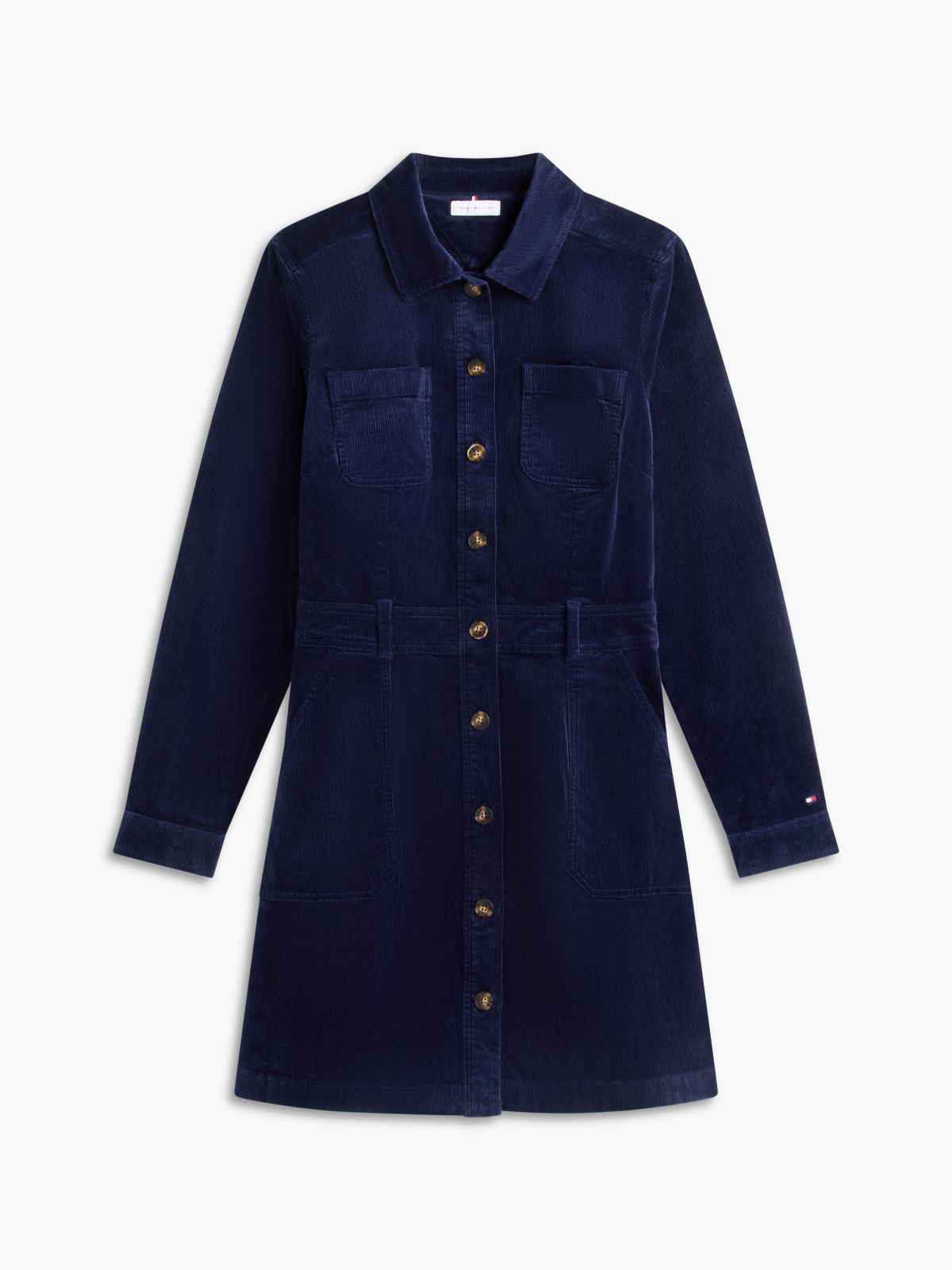 Stretch Corduroy Utility Mini Dress — Carbon Navy