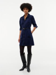 Stretch Corduroy Utility Mini Dress — Carbon Navy 1