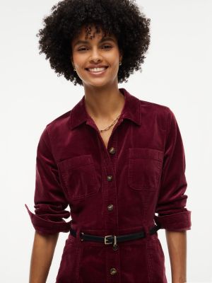 Женское платье Tommy Hilfiger Stretch Corduroy Utility Mini, цвет: Бордовый — фото 2