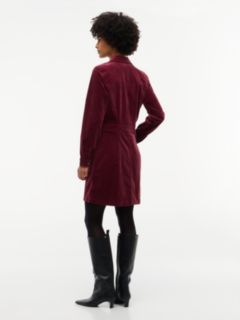 Stretch Corduroy Utility Mini Dress — Burgundy 4