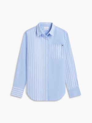 Женская рубашка Tommy Hilfiger Mixed-Stripe Stretch Oxford, цвет: Синий — фото 5