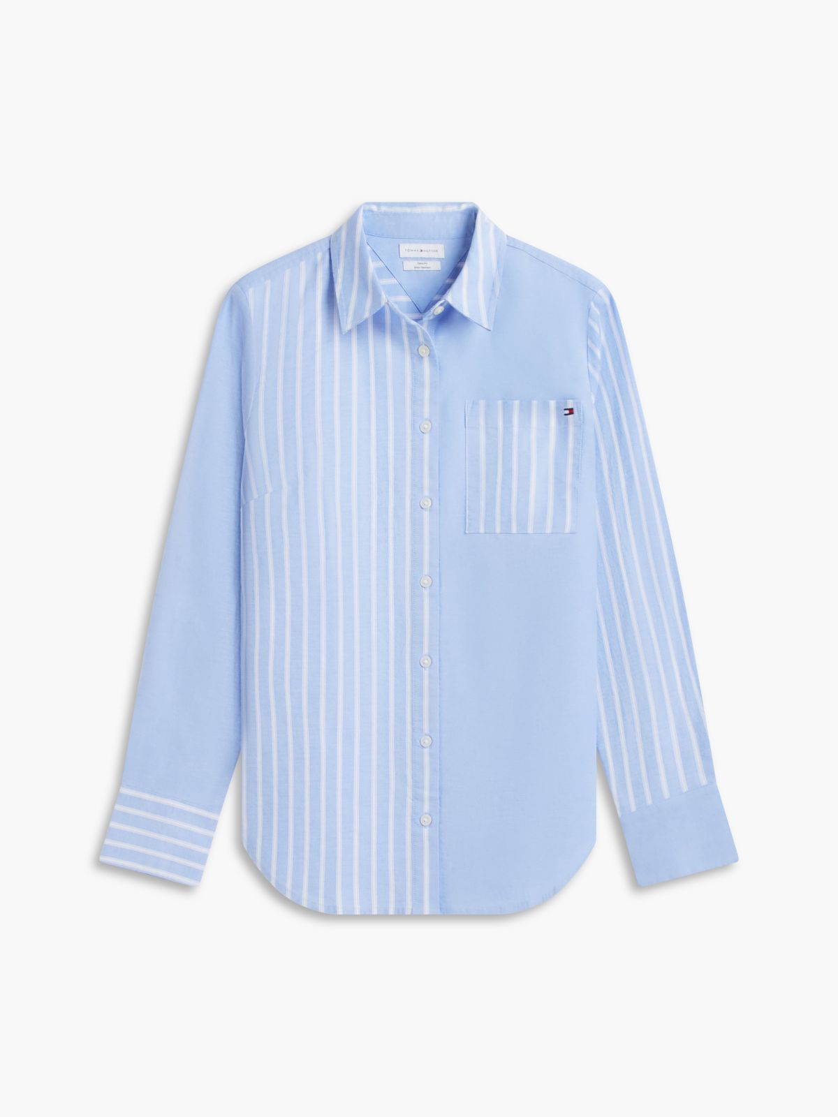Mixed-Stripe Stretch Oxford Shirt — Blue Spell