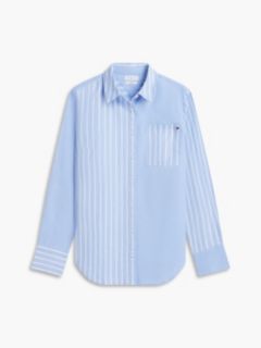 Mixed-Stripe Stretch Oxford Shirt — Blue Spell 5