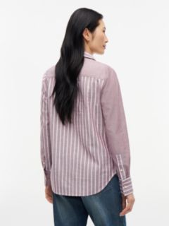 Mixed-Stripe Stretch Oxford Shirt — Burgundy 4