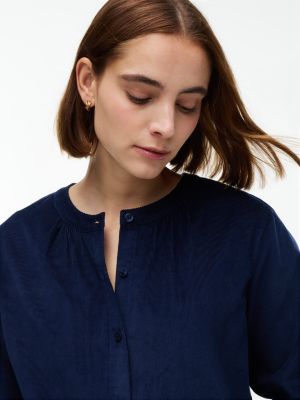 Женская блузка Tommy Hilfiger Relaxed Fit Corduroy Blouse, цвет: Карбоновый тёмно-синий — фото 3