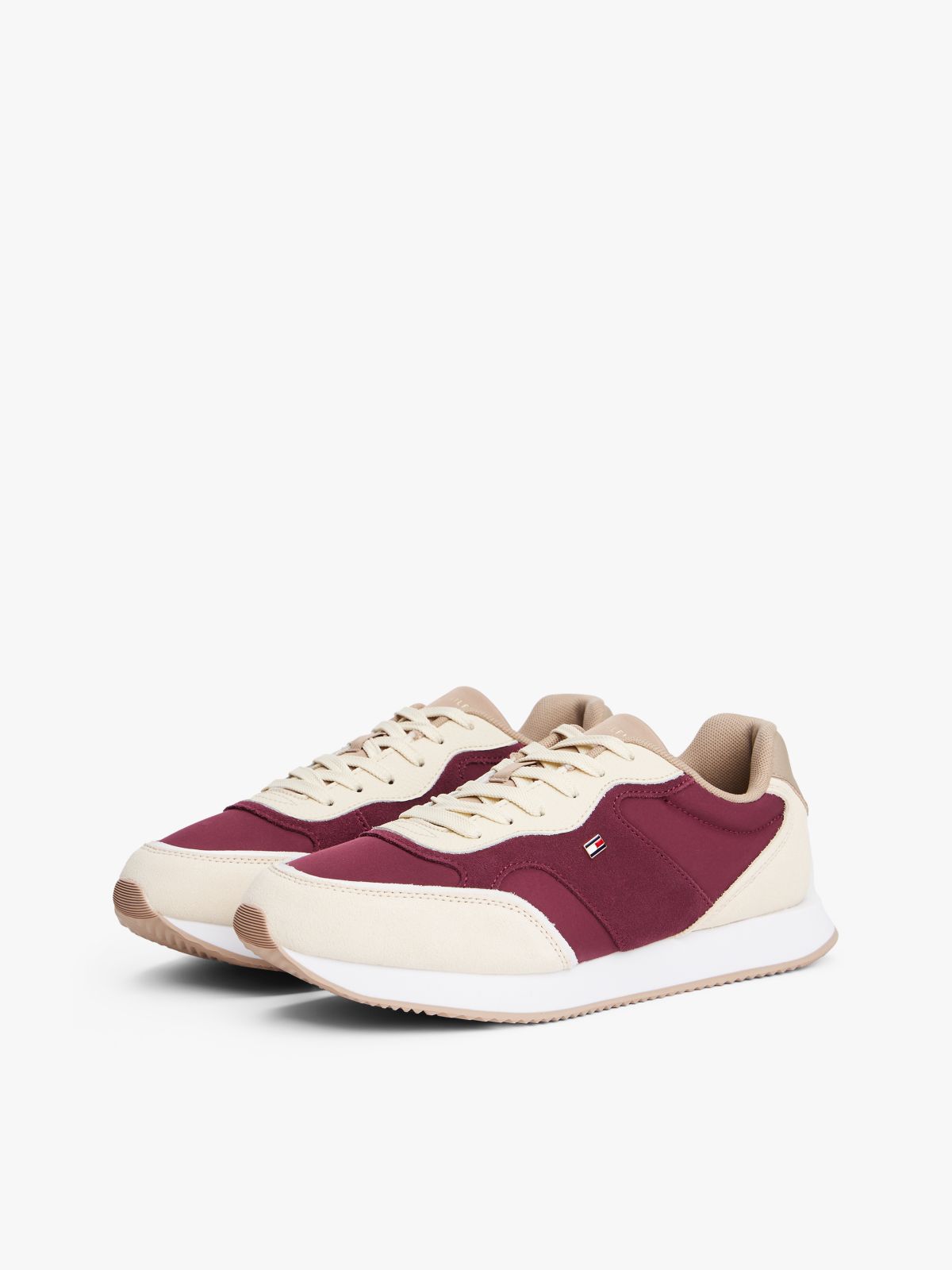 Mixed-Media Runner Sneaker — Muslin