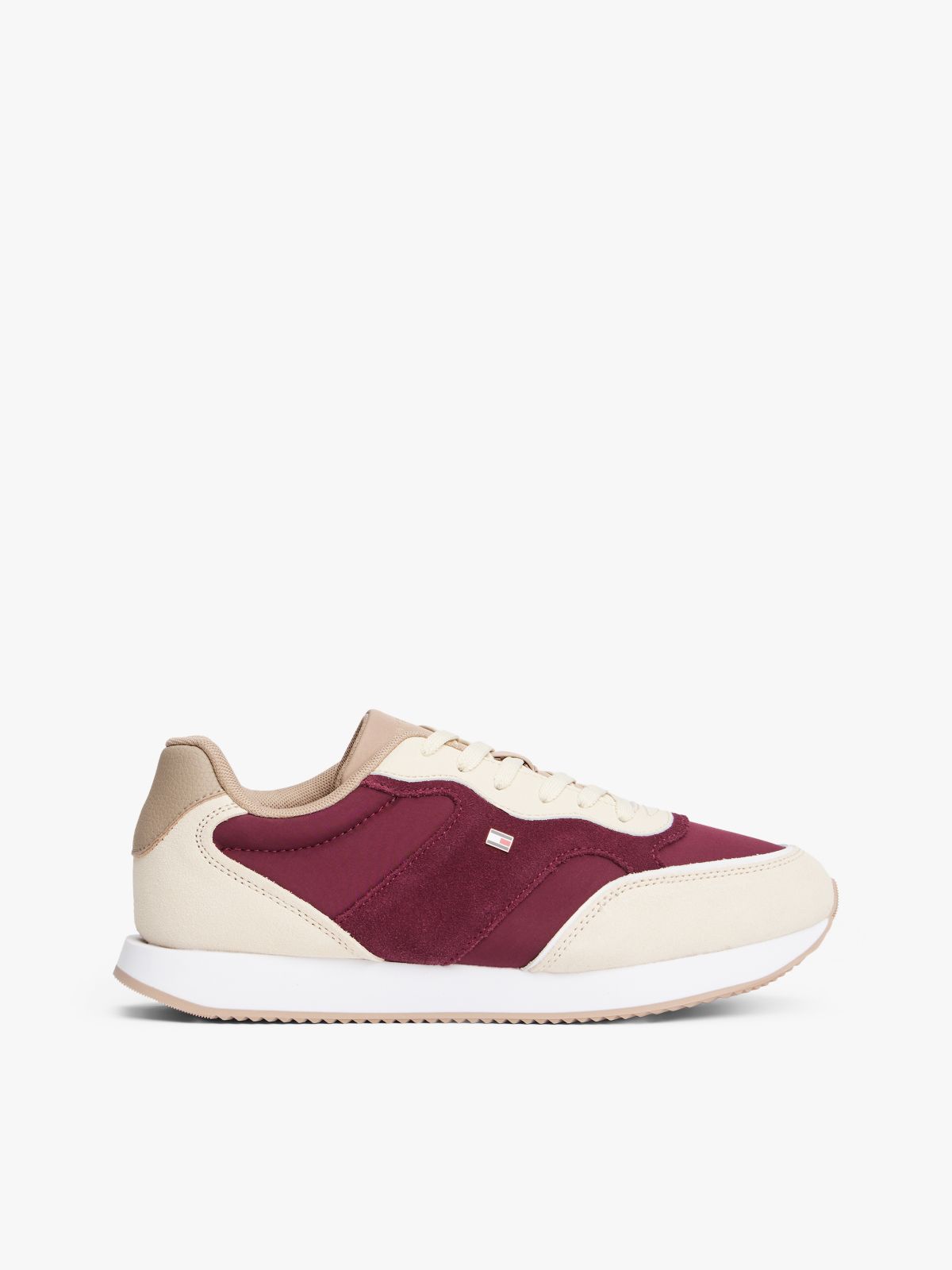 Mixed-Media Runner Sneaker — Muslin