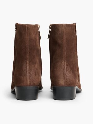 Женские ботинки Tommy Hilfiger Waxed Suede Ankle, цвет: Тёмный кофейный — фото 4