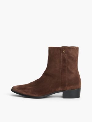 Женские ботинки Tommy Hilfiger Waxed Suede Ankle, цвет: Тёмный кофейный — фото 7