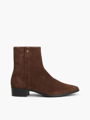 Waxed Suede Ankle Boot, Dark Coffee