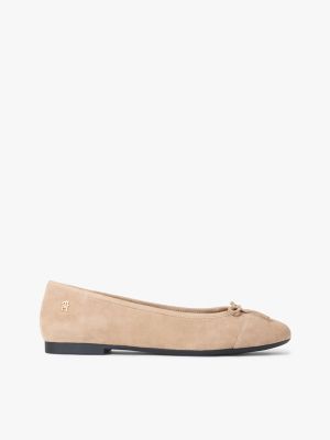 Женские балетки Tommy Hilfiger Suede Ballet Flat, цвет: Песочный холщовый