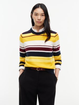 TH Soft Touch Multicolor Stripe Crewneck Sweater, Yellow/Navy Stripe