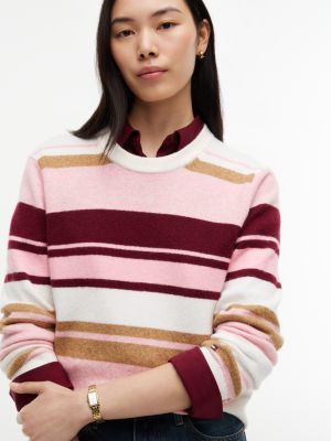 Женский свитер Tommy Hilfiger TH Soft Touch Multicolor Stripe Crewneck, цвет: Розовый / Бежевый полосатый — фото 3
