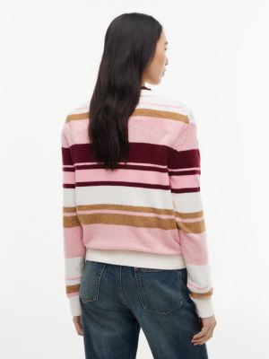 Женский свитер Tommy Hilfiger TH Soft Touch Multicolor Stripe Crewneck, цвет: Розовый / Бежевый полосатый — фото 4