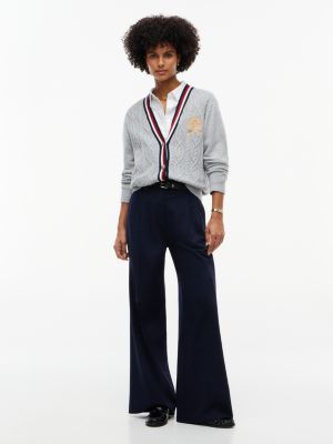 Женский кардиган Tommy Hilfiger Signature Stripe Cable Knit, цвет: Светлый серый меланжевый — фото 2
