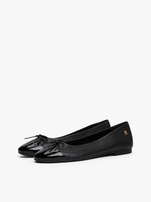 Женские балетки Tommy Hilfiger Patent Toe Leather Ballet Flat, цвет: Чёрный — фото 2
