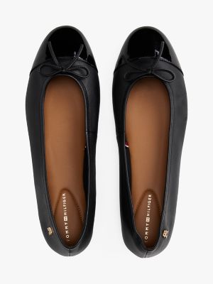 Женские балетки Tommy Hilfiger Patent Toe Leather Ballet Flat, цвет: Чёрный — фото 3