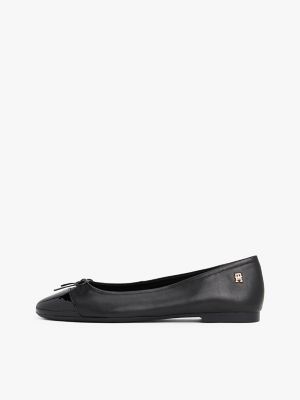 Женские балетки Tommy Hilfiger Patent Toe Leather Ballet Flat, цвет: Чёрный — фото 7