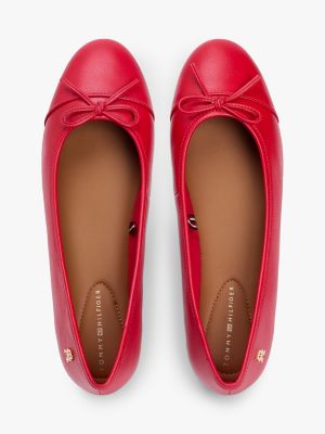 Женские балетки Tommy Hilfiger Leather Ballet Flat, цвет: Красный — фото 3