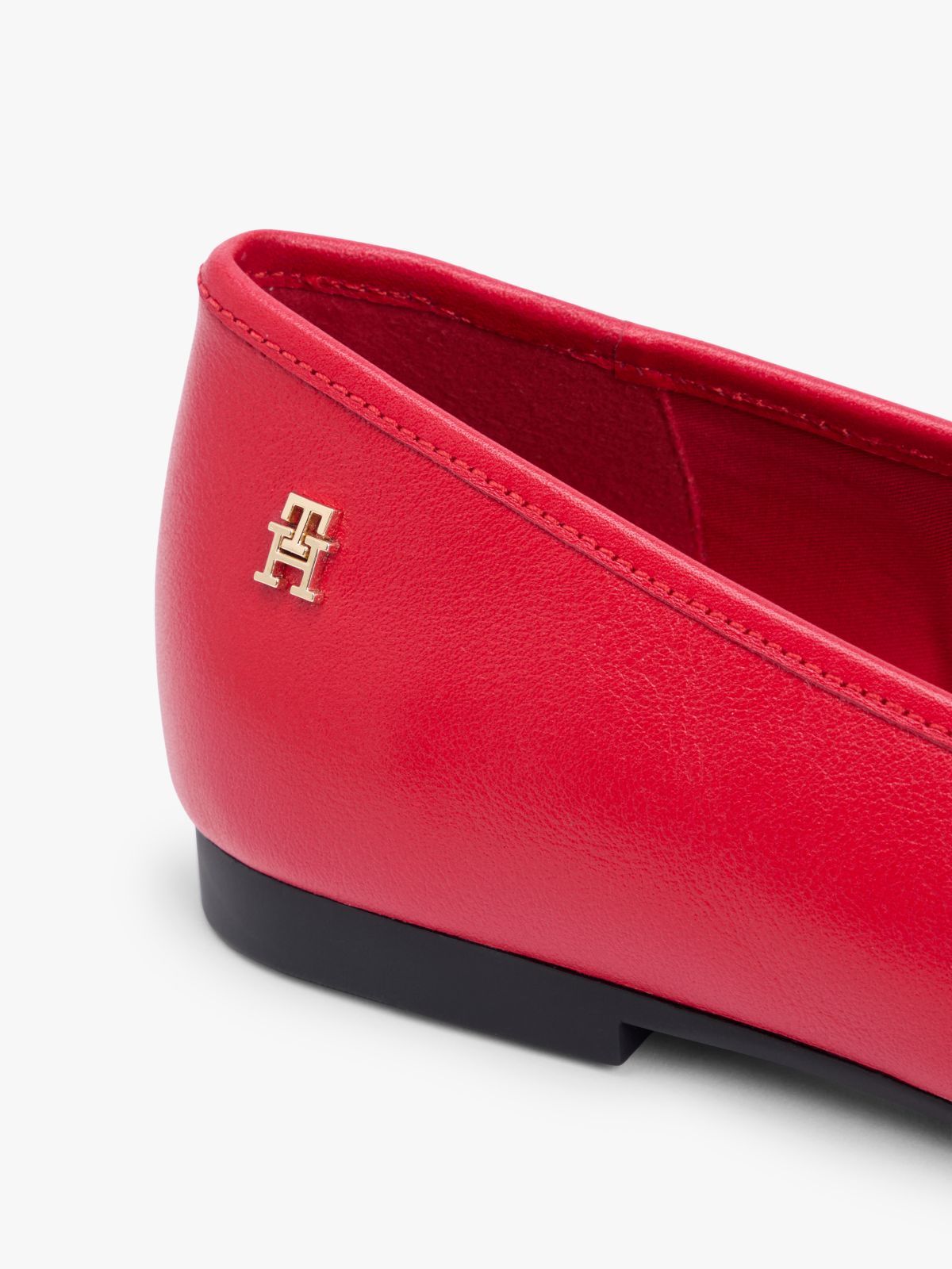 Leather Ballet Flat — Primary Red