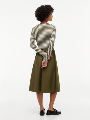 Женское платье Tommy Hilfiger Mixed-Media Striped Henley Midi, цвет: Зелёный — фото 4
