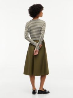 Mixed-Media Striped Henley Midi Dress — Huntsman Green 4