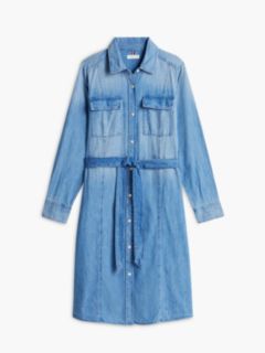 Belted Denim Utility Shirtdress — Medium Wash 5
