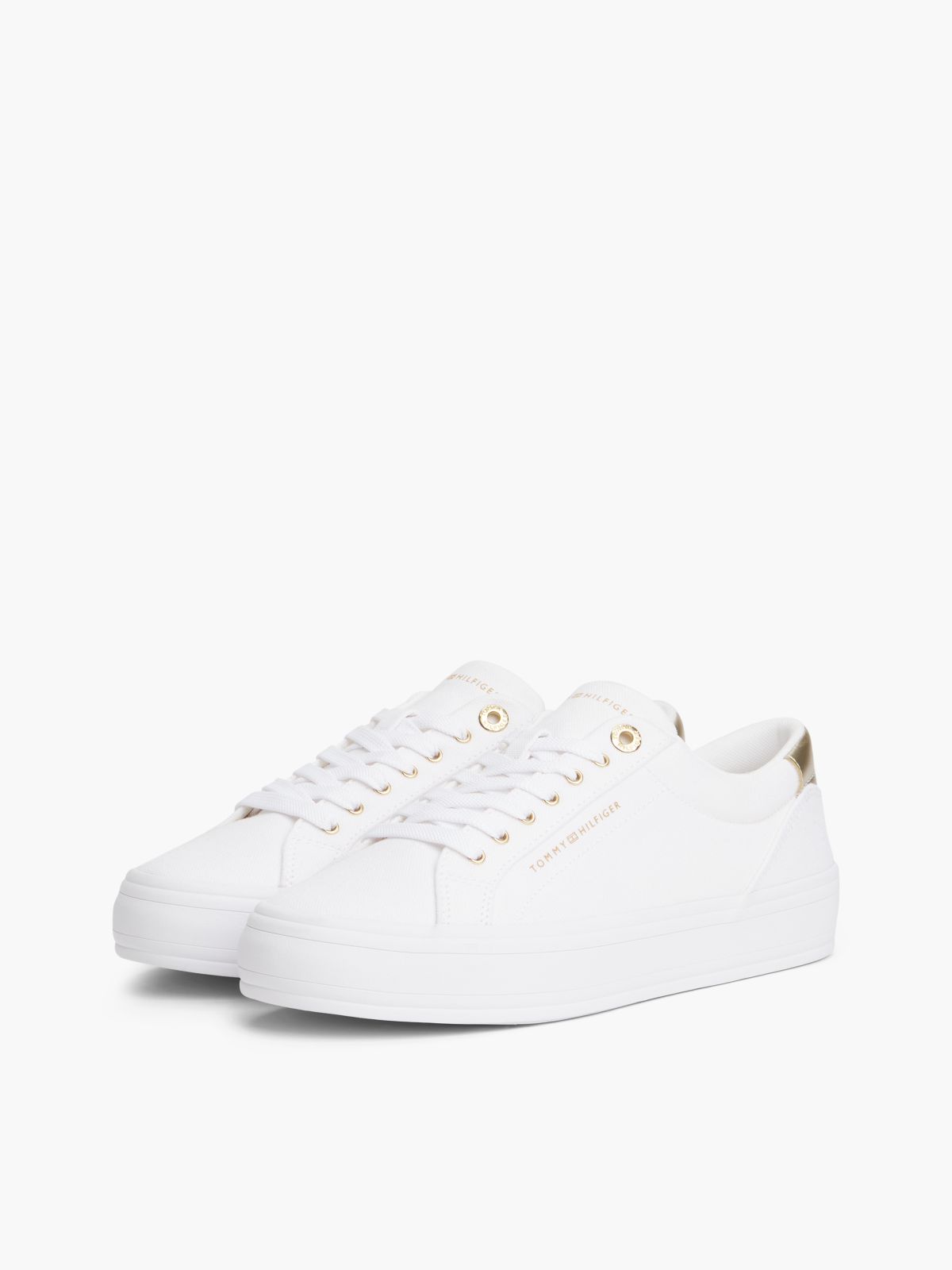Metallic Accent Canvas Sneaker — White