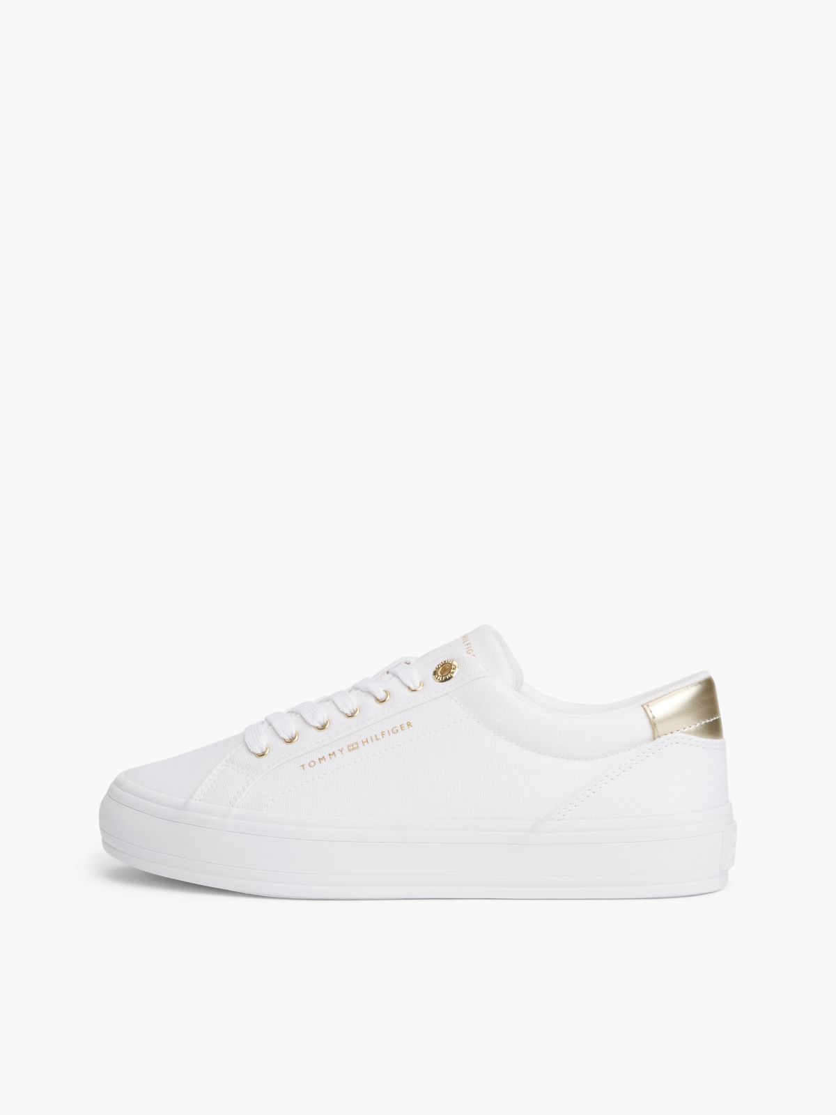 Metallic Accent Canvas Sneaker — White