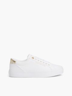 Metallic Accent Canvas Sneaker — White 1