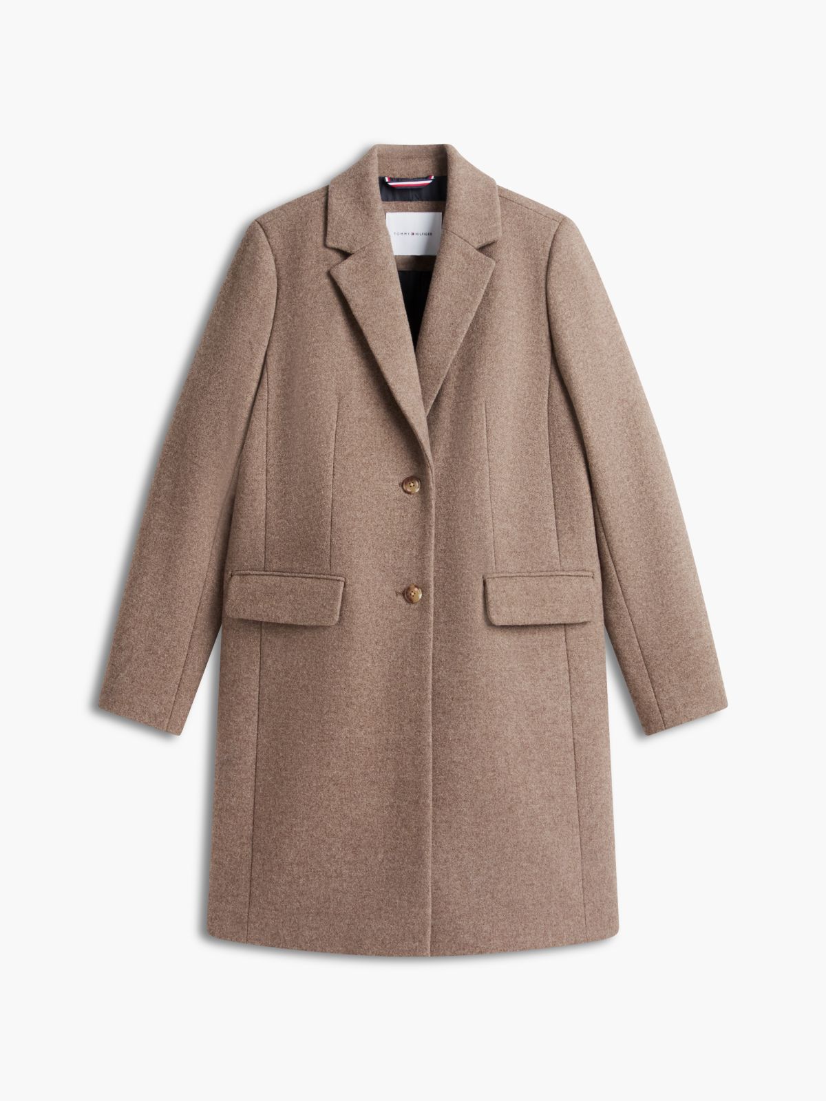 Heathered Wool-Blend Coat — Taupe Melange