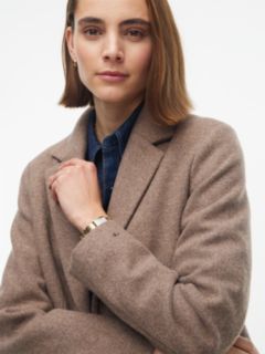 Heathered Wool-Blend Coat — Taupe Melange 2