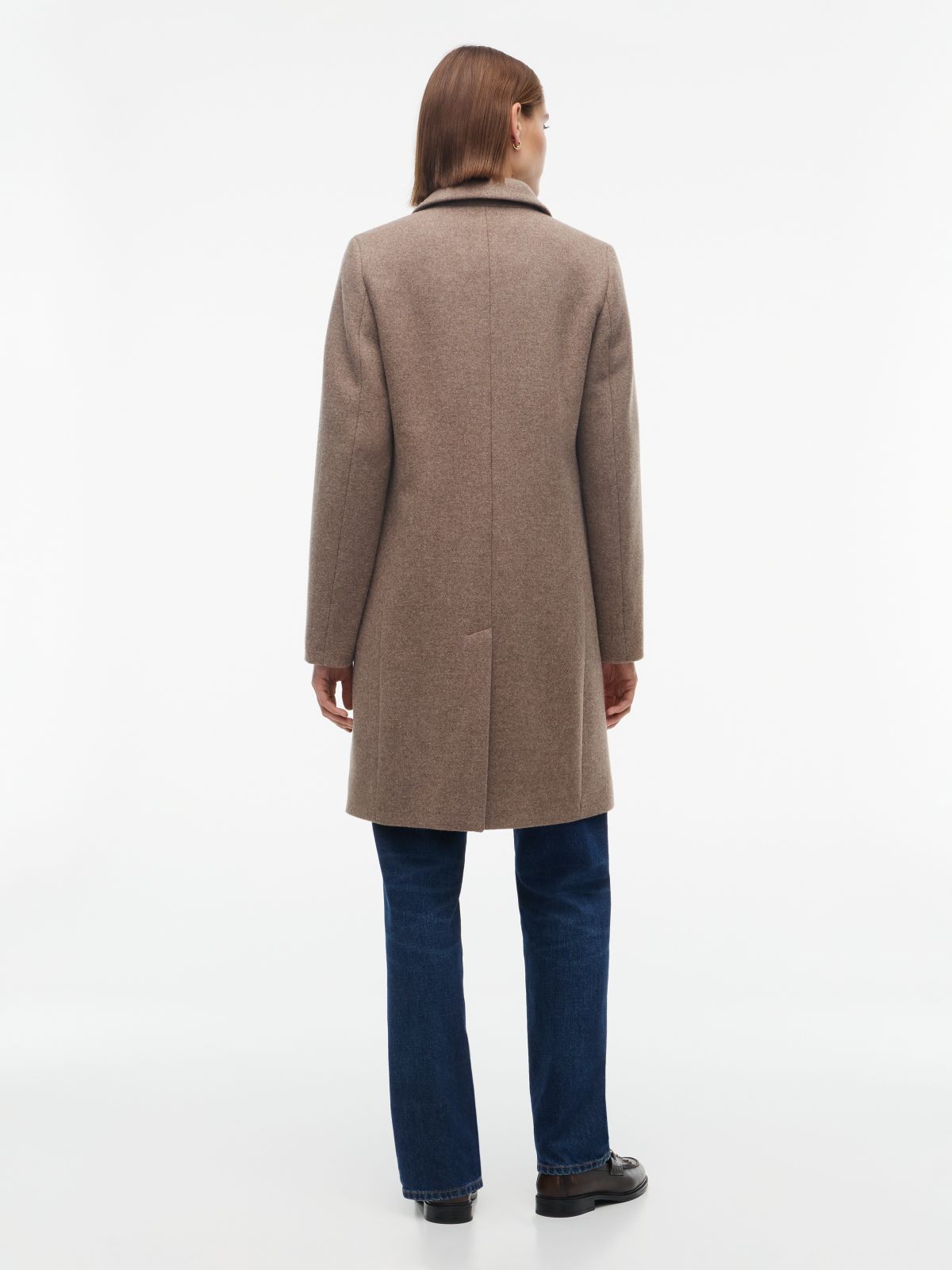 Heathered Wool-Blend Coat — Taupe Melange