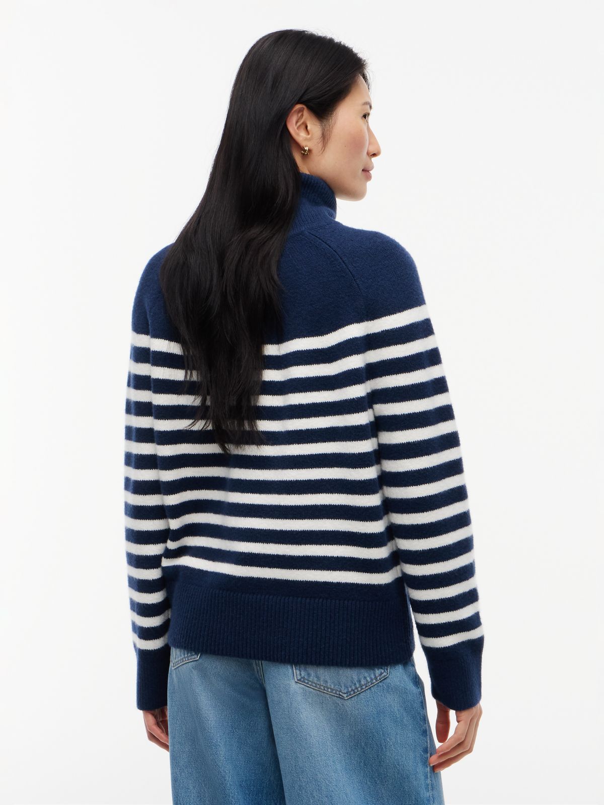 Striped Turtleneck Sweater — Carbon Navy
