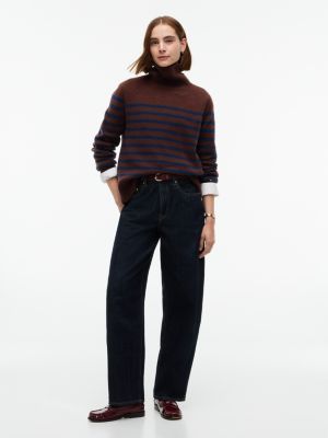 Женский свитер Tommy Hilfiger Striped Turtleneck, цвет: Коричневый / Тёмно-синий полосатый — фото 2